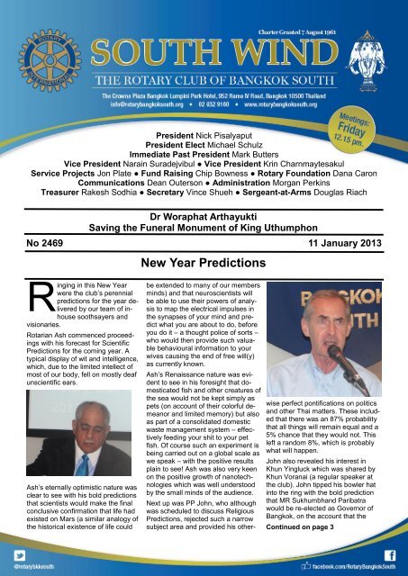 New Year Predictions - The Rotary Club of Bangkok South