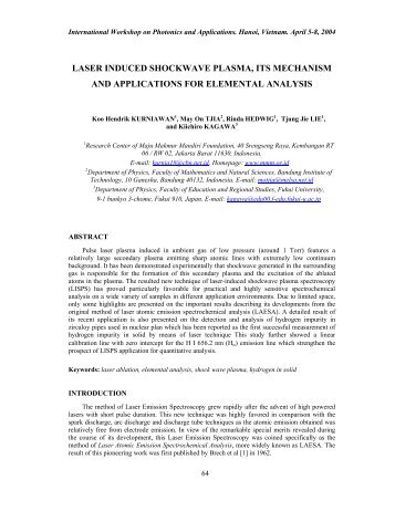 laser induced shockwave plasma, its mechanism and applications ...