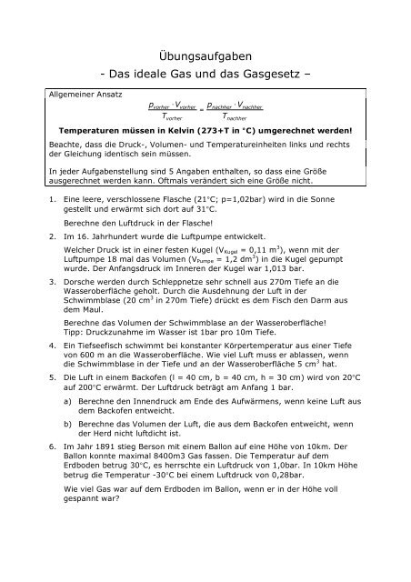 Das ideale Gas und das Gasgesetz - Ingo-Bartling.de