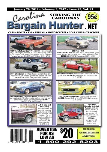 auto sales - Carolina Bargain Hunter