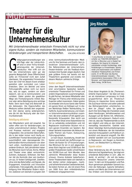 Theater für die Unternehmenskultur - Theater-Interaktiv GbR