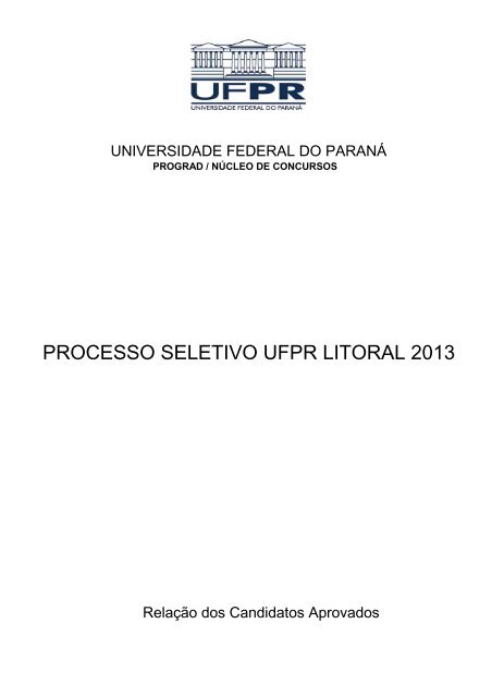 Acesse a lista dos aprovados - UFPR Litoral - Universidade Federal ...