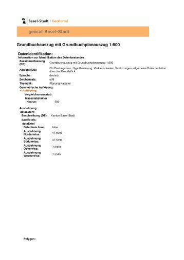 Grundbuchauszug mit Grundbuchplanauszug 1:500 - Stadtplan