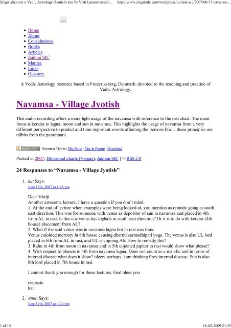 avamsa - Village Jyotish - Visti Larsen