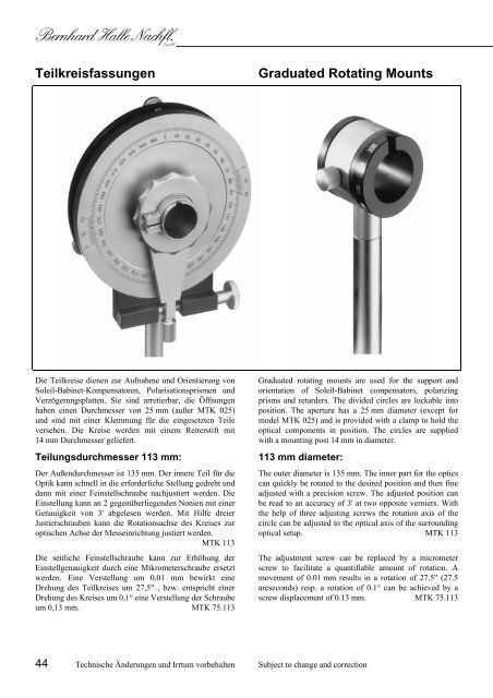 Katalogauszug zur Mechanik - Bernhard Halle