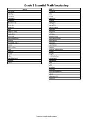 Grade 3 Math Essential Vocab