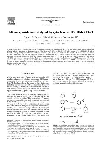 Alkene epoxidation catalyzed by cytochrome P450 BM-3 139-3