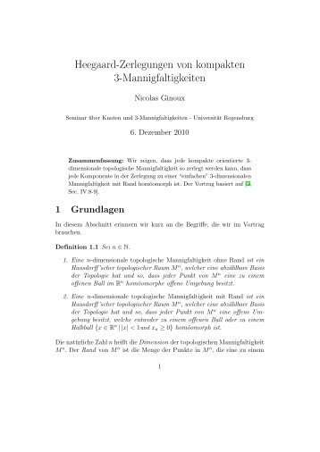 Heegaard-Zerlegungen von kompakten 3 ... - Mathematik