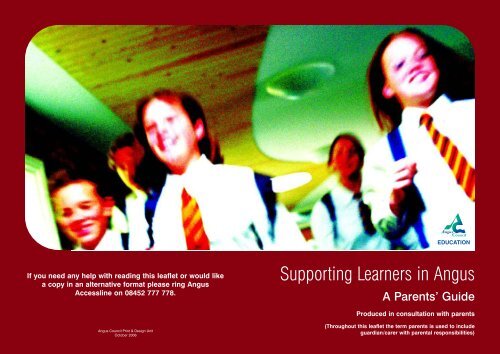 Support for Learning Booklet - a Parents' Guide - Angus Council