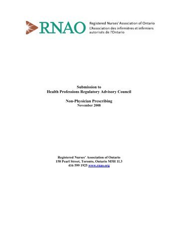 Submission to Health Professions Regulatory Advisory Council Non ...