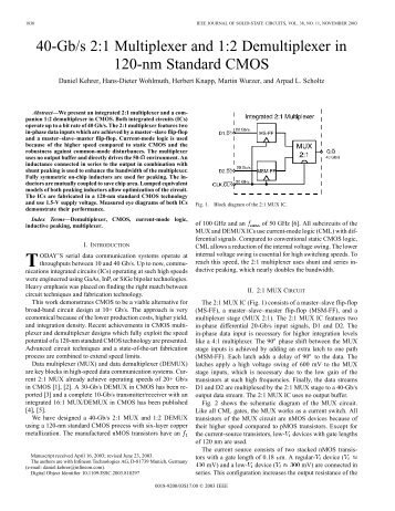 40-Gb/s 2:1 multiplexer and 1:2 demultiplexer in 120-nm standard ...