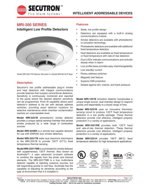 2251b System Sensor Addressable Smoke Detector Total Life Safety Solutions