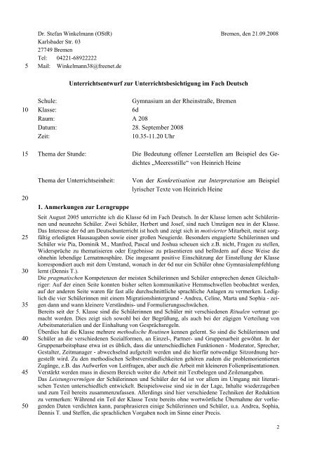 Musterbeispiel Gedichtinterpretation - Praktikum macht Schule