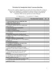 Worksheet for Immigration Study Consensus Questions