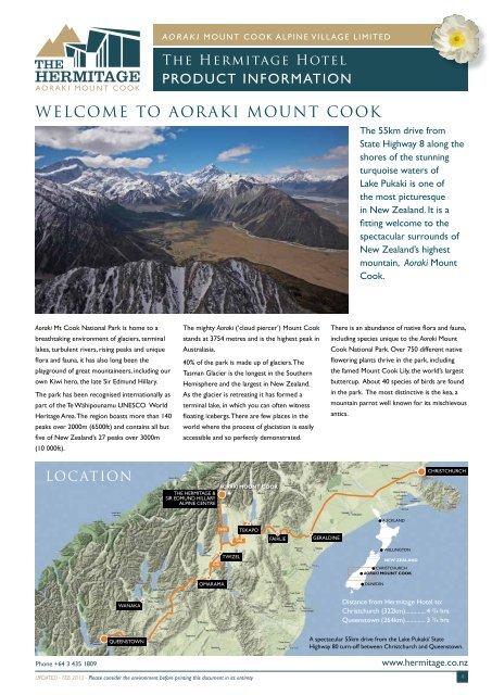 WELCOME TO AORAKI MOUNT COOK - Hermitage Hotel