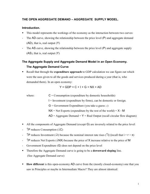 THE OPEN AGGREGATE DEMAND – AGGREGATE SUPPLY ...