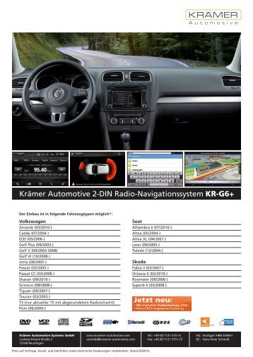 Krämer Automotive 2-DIN Radio-Navigationssystem KR-G6+