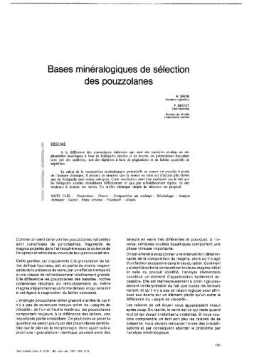 Bases minÃ©ralogiques de sÃ©lection des pouzzolanes