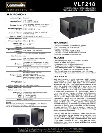 VLF218 - Community Professional Loudspeakers