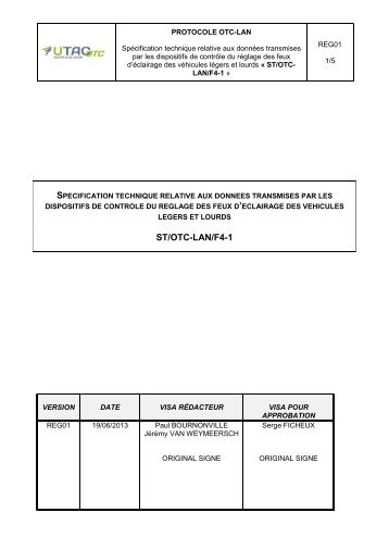 CAHIER DES CHARGES â PROTOCOLE GIEGLAN ... - UTAC-OTC