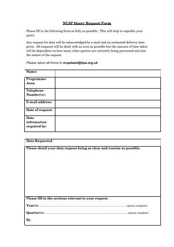 NCSP Query Request Form