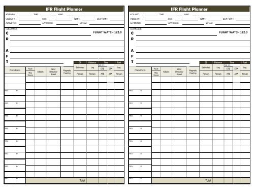 IFR Navigation Log and Flight Plan - OU Aviation