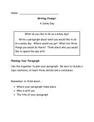 Sunny Day Writing Prompt - The Curriculum Corner