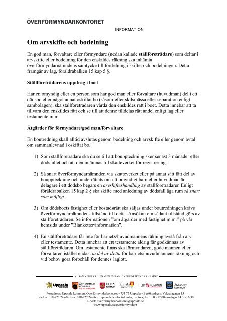 Om Arvskifte Och Bodelning Uppsala Kommun