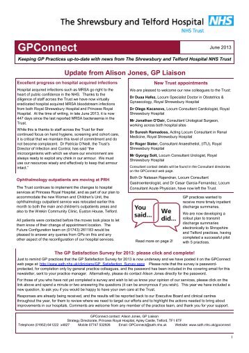 GP Connect Newsletter June 2013 - Royal Shrewsbury Hospitals ...