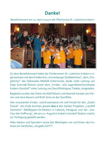Danke! - Pfarrgemeinde St. Lubentius Kobern