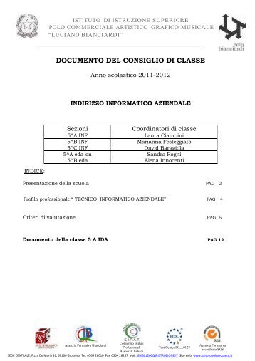 documento del consiglio della classe 5^a eda - L. Bianciardi