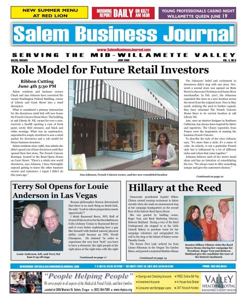 Role Model for Future Retail Investors - Salem Business Journal