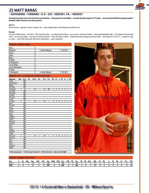 2013-14 Bucknell Men's Basketball Media Guide - Bucknell Athletics