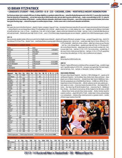 2013-14 Bucknell Men's Basketball Media Guide - Bucknell Athletics