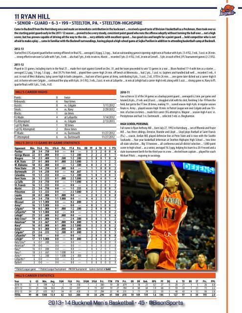 2013-14 Bucknell Men's Basketball Media Guide - Bucknell Athletics