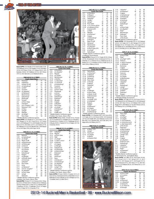 2013-14 Bucknell Men's Basketball Media Guide - Bucknell Athletics