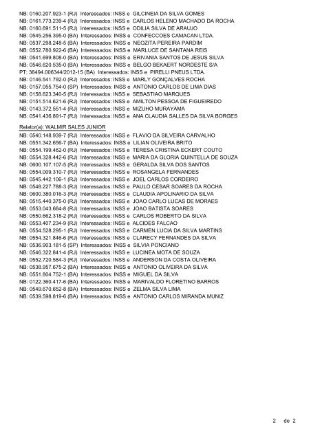 Pauta de julgamento nÂº 105 e 106