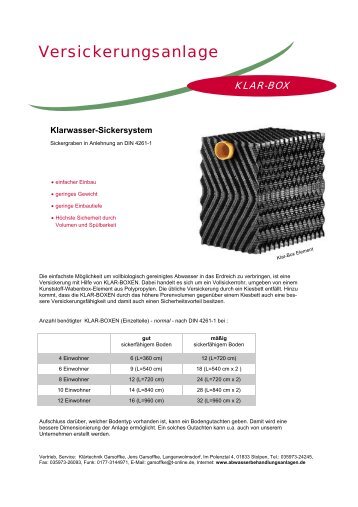 Versickerungsanlage - Abwasserbehandlungsanlagen.de