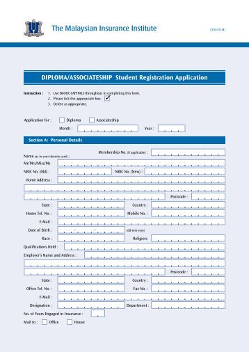 AMII/DMII Student Registration Form - The Malaysian Insurance ...