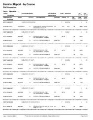 Booklist Report - by Course - Bismarck State College