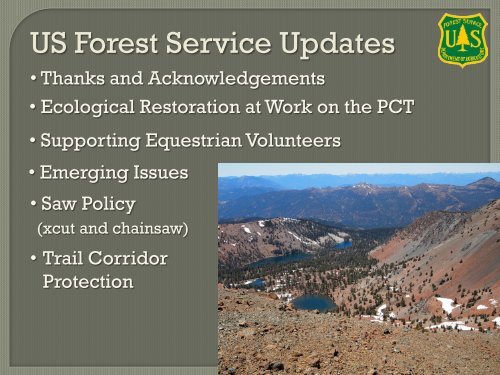 Powerpoint slides from the presentation - Pacific Crest Trail ...