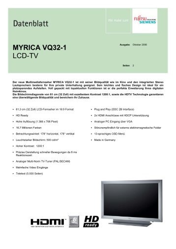 MYRICA VQ32-1 LCD-TV - Prad