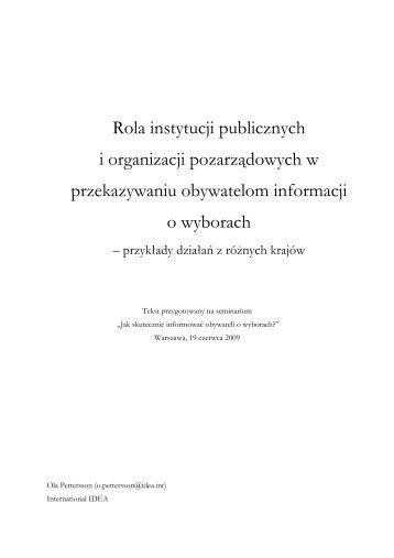 Rola instytucji publicznych i organizacji pozarzÄdowych w ...