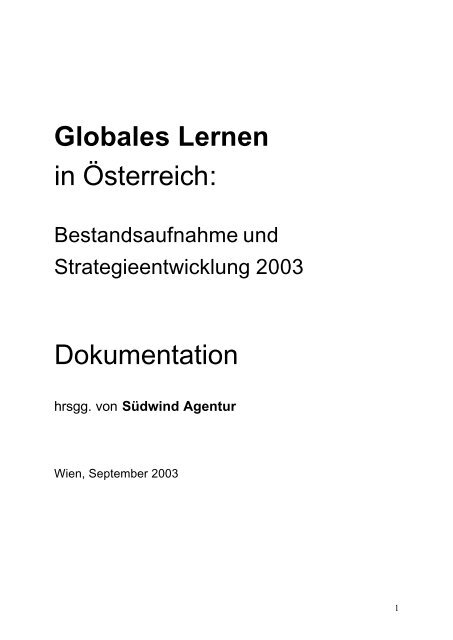 Globales Lernen in Ãsterreich: Dokumentation - Global Education