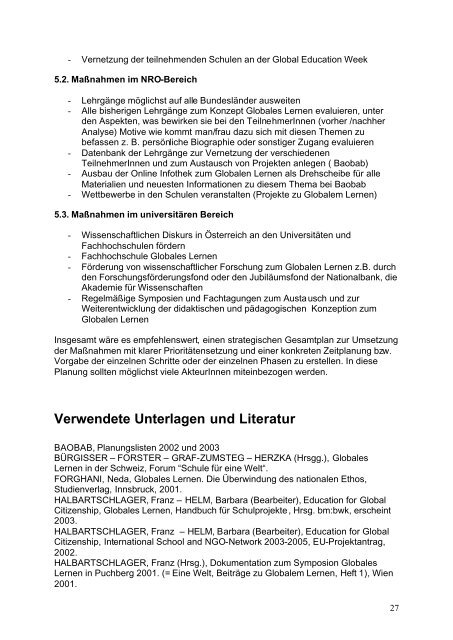 Globales Lernen in Ãsterreich: Dokumentation - Global Education