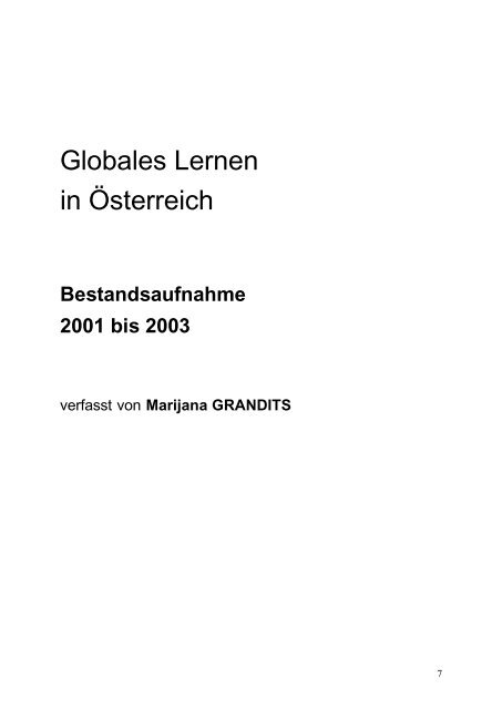 Globales Lernen in Ãsterreich: Dokumentation - Global Education