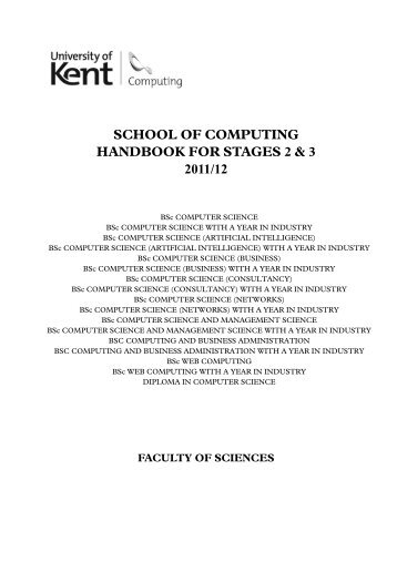 school of computing handbook for stages 2 & 3 ... - University of Kent