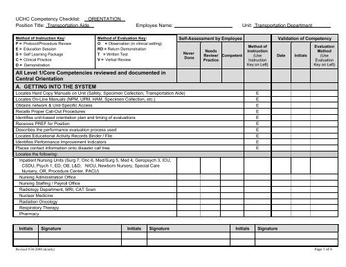 Transportation Aide - Department of Nursing