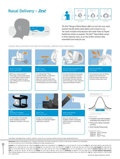 Zest Nasal CPAP Mask - Product Brochure (PDF) - Direct Home ...