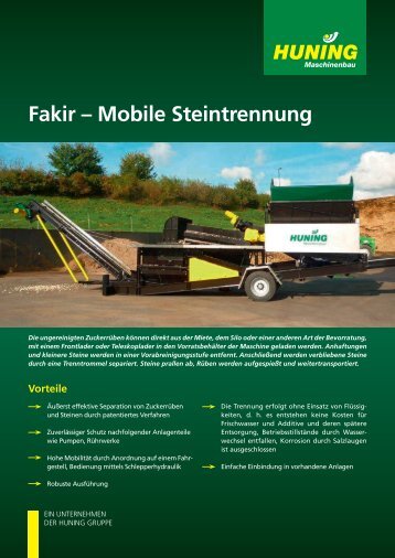 Fakir â Mobile Steintrennung - Huning Maschinenbau